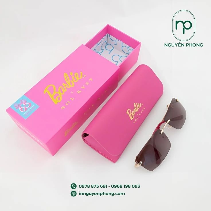 Mẫu hộp rút đựng kính in hình dễ thương